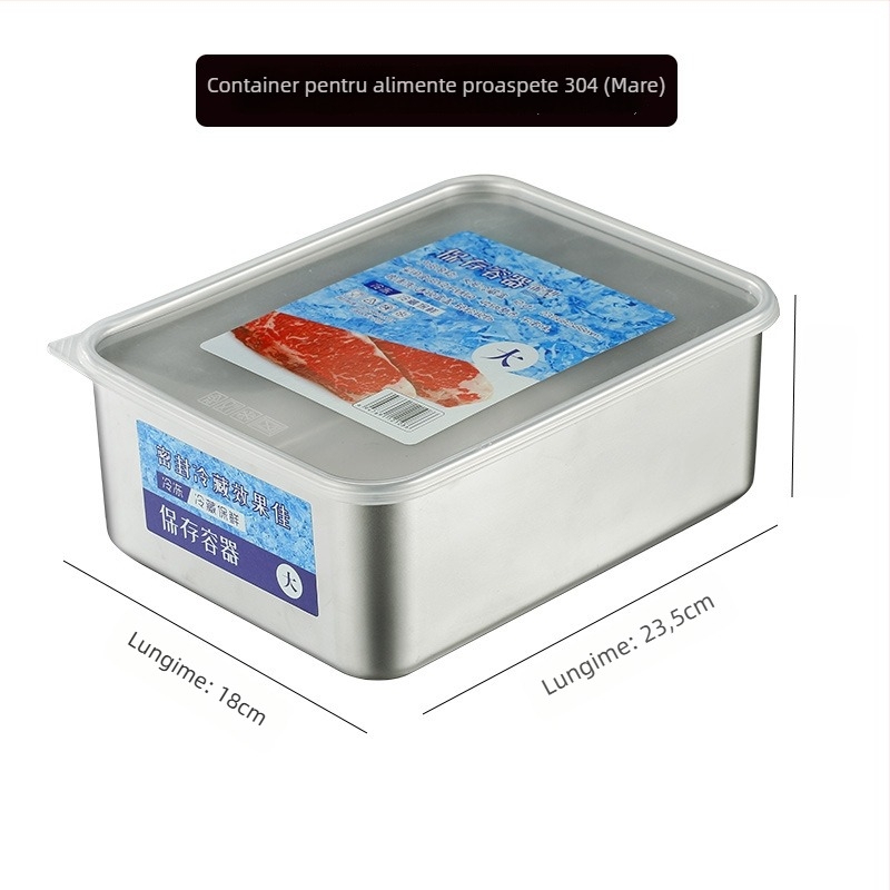 Cutie din oțel inoxidabil, cu etanșare hermetică, pentru fructe și bento, potrivită pentru frigider și congelator, stil japonez.