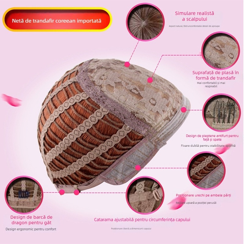 Perucă pentru femei, model w-8003, fibre rezistente la temperatură, breton oblic, schimbă coafura