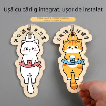 Semn de ușă acrilic cu motiv de pisică, imprimare UV, personalizabil, Haolong Craft