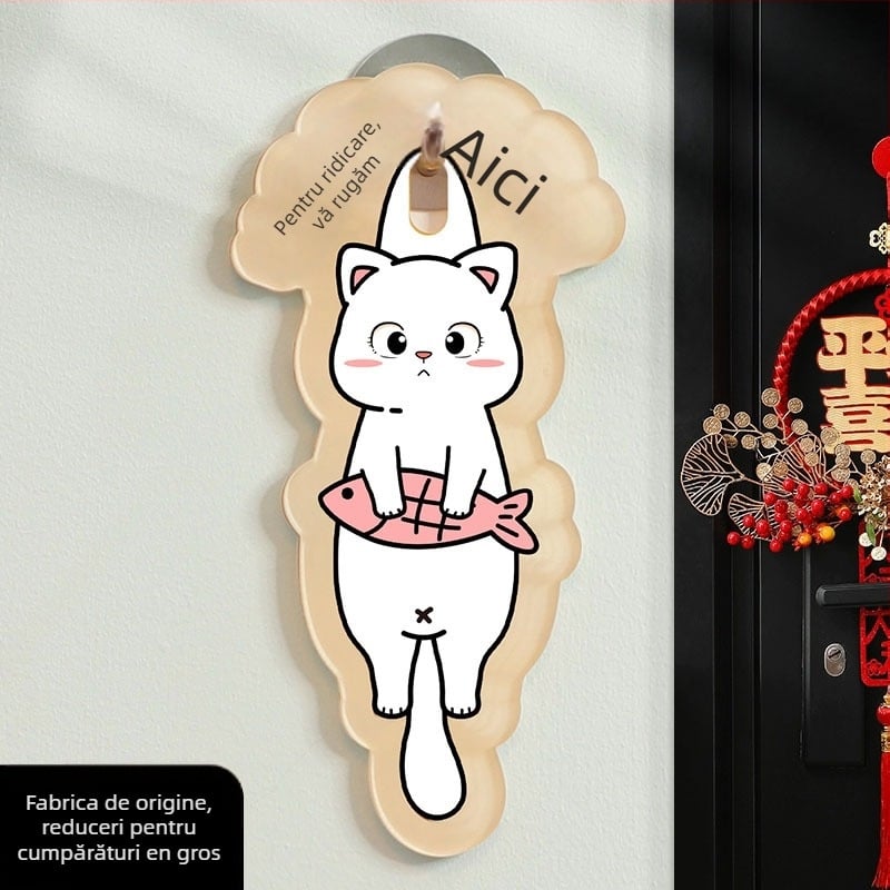 Semn de ușă acrilic cu motiv de pisică, imprimare UV, personalizabil, Haolong Craft