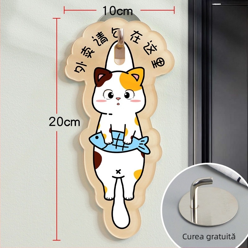 Semn de ușă acrilic cu motiv de pisică, imprimare UV, personalizabil, Haolong Craft