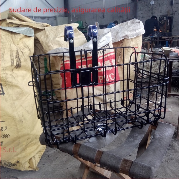 Coș de bicicletă din fier, pliere față-spate, design extins și îngroșat, personalizabil