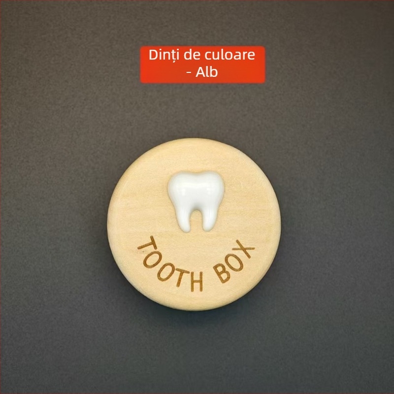 Cutie din lemn pentru dinții de lapte ai copiilor, cutie de depozitare și păstrare a dinților, suvenir de colecție pentru copii 0–3 ani