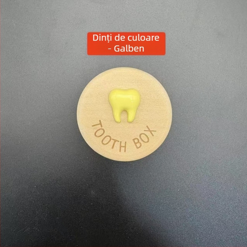 Cutie din lemn pentru dinții de lapte ai copiilor, cutie de depozitare și păstrare a dinților, suvenir de colecție pentru copii 0–3 ani