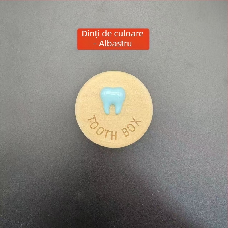 Cutie din lemn pentru dinții de lapte ai copiilor, cutie de depozitare și păstrare a dinților, suvenir de colecție pentru copii 0–3 ani