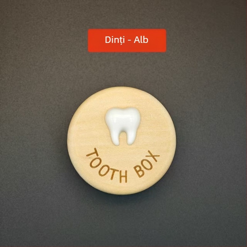 Cutie din lemn pentru dinții de lapte ai copiilor, cutie de depozitare și păstrare a dinților, suvenir de colecție pentru copii 0–3 ani