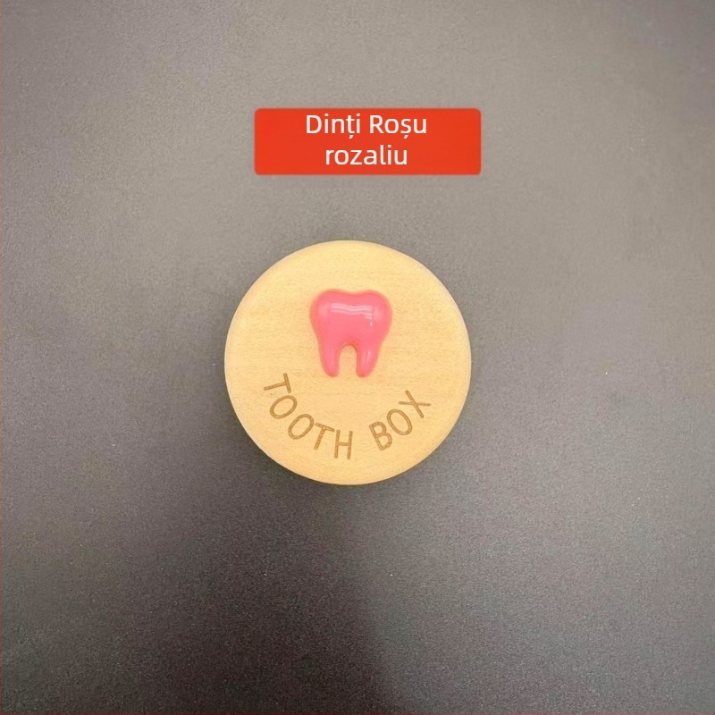 Cutie din lemn pentru dinții de lapte ai copiilor, cutie de depozitare și păstrare a dinților, suvenir de colecție pentru copii 0–3 ani