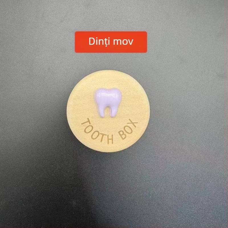 Cutie din lemn pentru dinții de lapte ai copiilor, cutie de depozitare și păstrare a dinților, suvenir de colecție pentru copii 0–3 ani