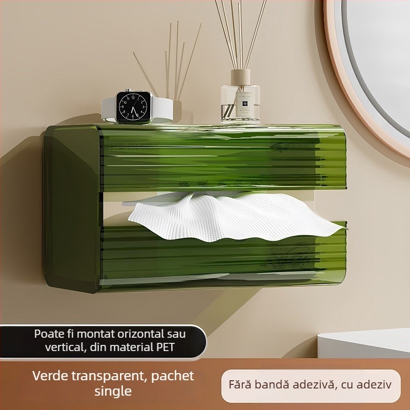 Cutie PET pentru șervețele umede – montaj pe perete pentru baie, cutie de hârtie luxoasă cu tragere
