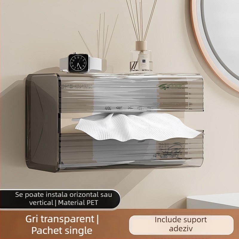 Cutie PET pentru șervețele umede – montaj pe perete pentru baie, cutie de hârtie luxoasă cu tragere