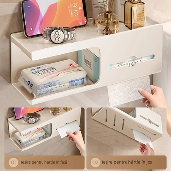 Suport pentru hârtie igienică, oțel cu carbon, hârtie detașabilă, multifuncțional, model 235689