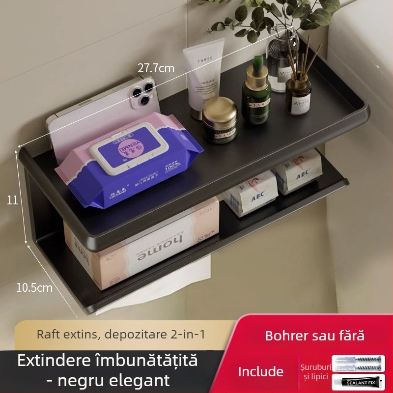 Suport pentru hârtie igienică, oțel cu carbon, hârtie detașabilă, multifuncțional, model 235689