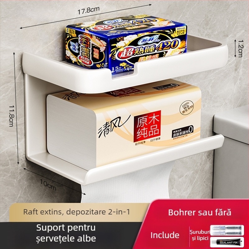 Suport pentru hârtie igienică, oțel cu carbon, hârtie detașabilă, multifuncțional, model 235689