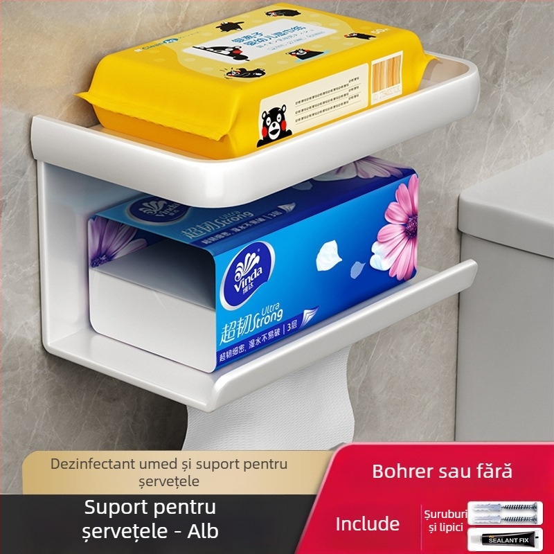 Suport pentru hârtie igienică, oțel cu carbon, hârtie detașabilă, multifuncțional, model 235689