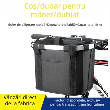 Coș pentru bicicletă de munte - pliabil, impermeabil din pânză, Material: aliaj de aluminiu + pânză Oxford, Mare capacitate, de agățat/portabil în mână