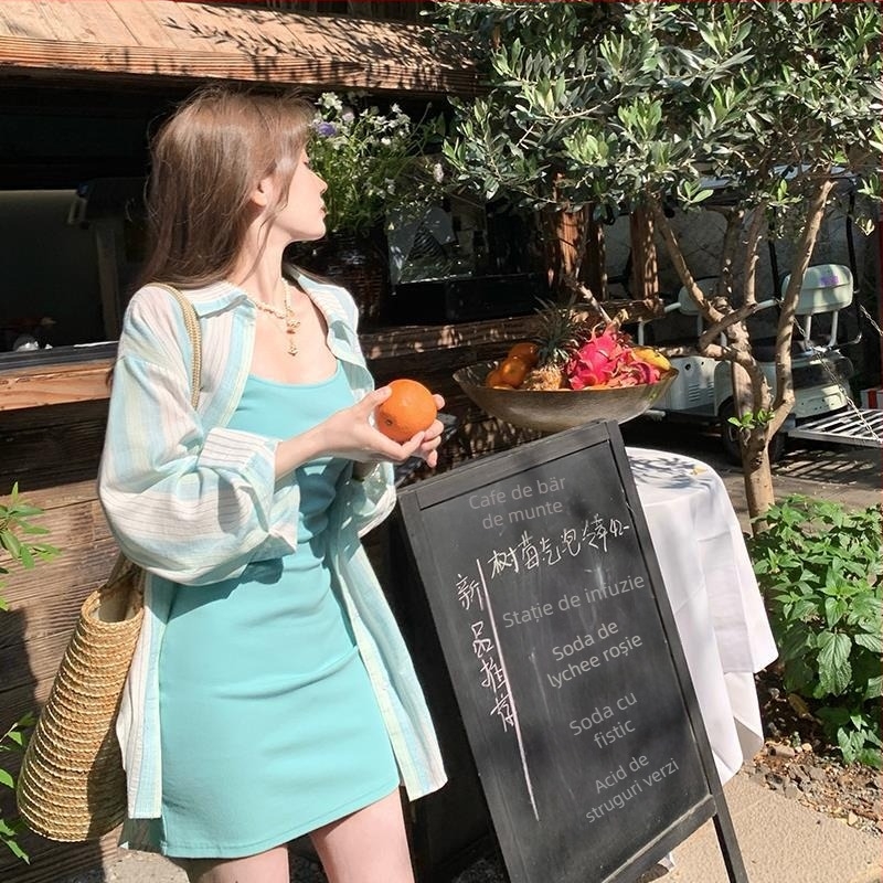 Set două piese boho pentru plajă, rochie Fairy Dress pe țesătură TR mercerizată, model 3D