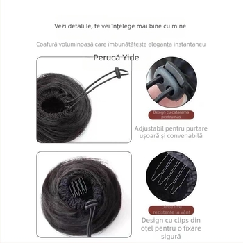 Perucă pentru păr scurt buclat, stil natural, material: sârmă rezistentă la temperaturi înalte, crește volumul părului, pentru femei