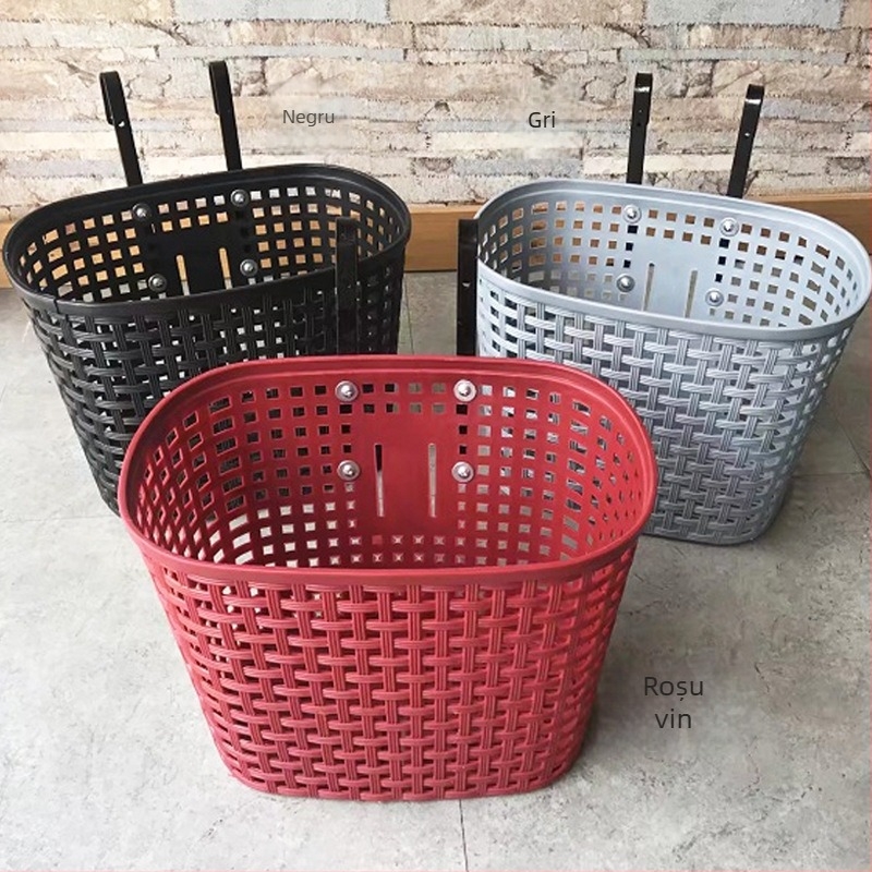 Coș de bicicletă din plastic, cu design frontal pliabil și montaj posterior pentru biciclete de munte