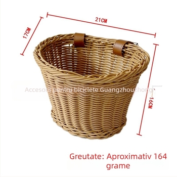 Coș frontal pentru bicicletă pentru copii, împletit vintage din plastic ratan, marca Hengtianxiang