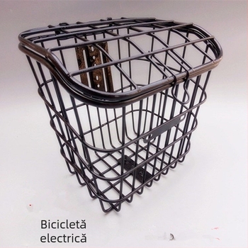 Coș pentru bicicletă/e-bike cu capac, gură pătrată, din țeavă de oțel