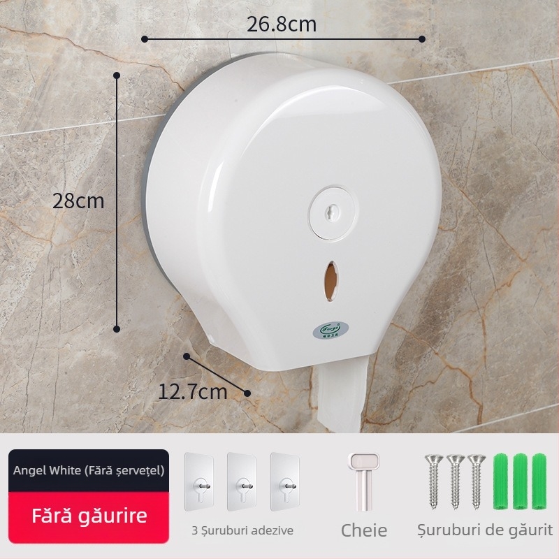 Cutie de hârtie igienică montată pe perete, din plastic, model Fq-606-a, organizator multifuncțional pentru baie