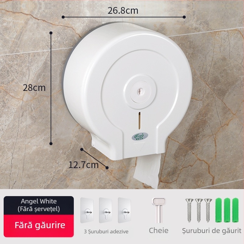 Cutie de hârtie igienică montată pe perete, din plastic, model Fq-606-a, organizator multifuncțional pentru baie