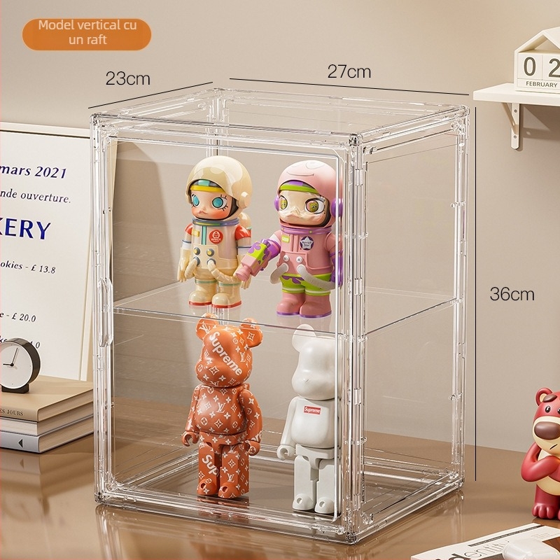 Cutie de depozitare pentru figuri Model 9019, material PET, poate fi stivuită, cu compartimente, capacitate 35 L