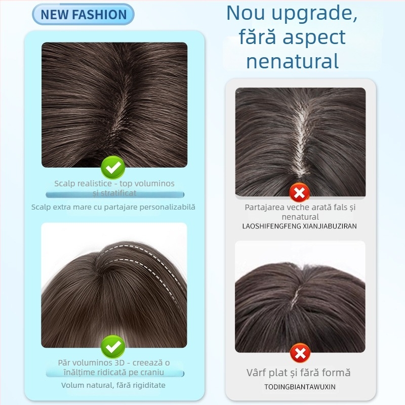Perucă pentru femei, perucă completă cu păr scurt buclat, model Everted Short Hair; fibre rezistente la temperaturi înalte; proces mecanic; breton drept sau înclinat