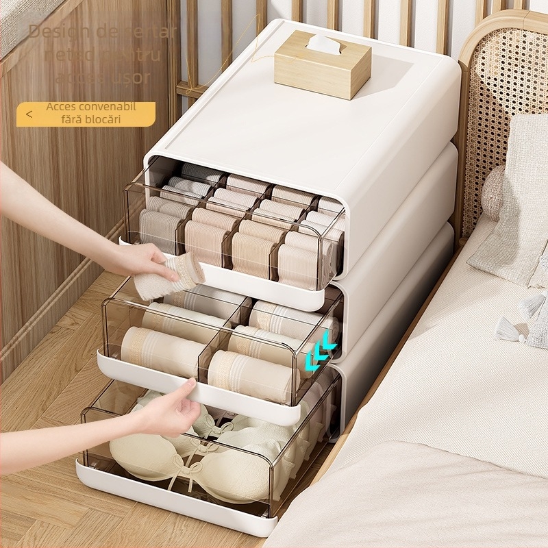 Cutie pentru depozitare lenjerie, design cu sertar, montare pe perete, 18L, plastic PP, stil japonez