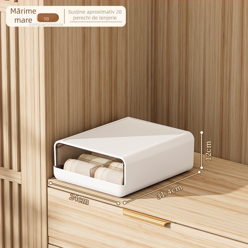 Cutie pentru depozitare lenjerie, design cu sertar, montare pe perete, 18L, plastic PP, stil japonez