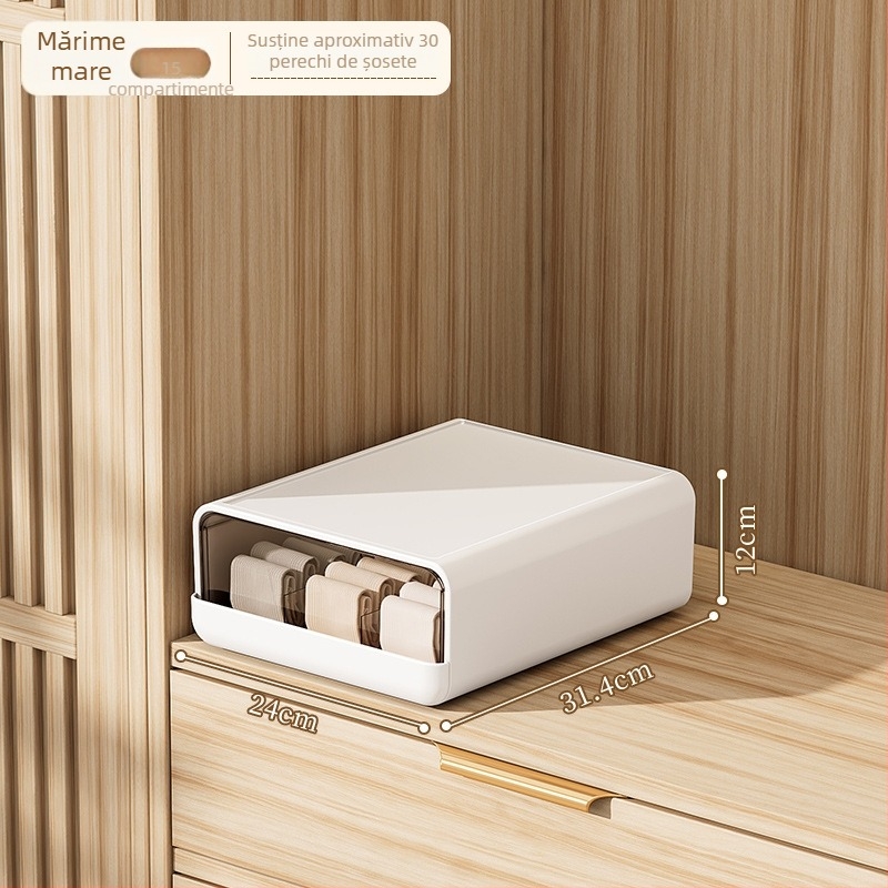 Cutie pentru depozitare lenjerie, design cu sertar, montare pe perete, 18L, plastic PP, stil japonez