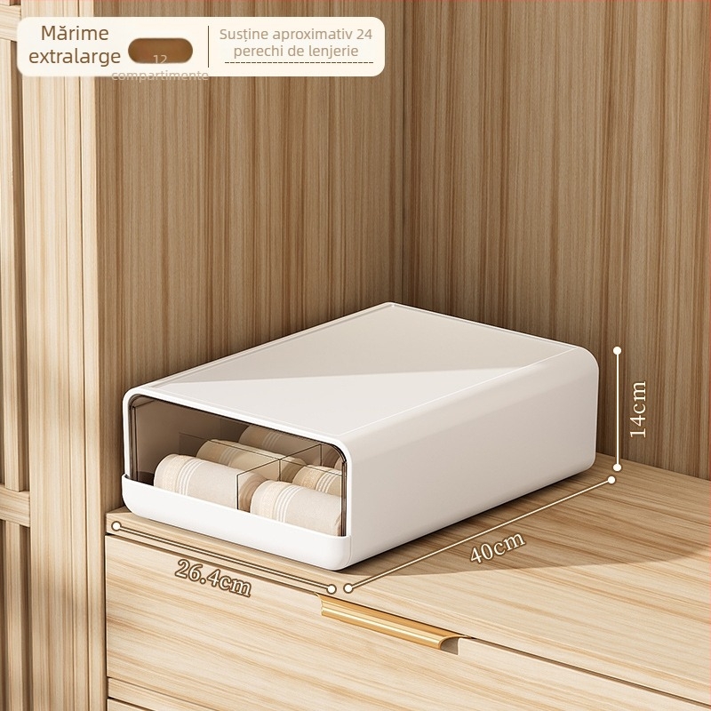Cutie pentru depozitare lenjerie, design cu sertar, montare pe perete, 18L, plastic PP, stil japonez