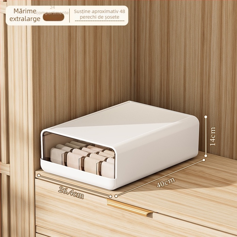 Cutie pentru depozitare lenjerie, design cu sertar, montare pe perete, 18L, plastic PP, stil japonez