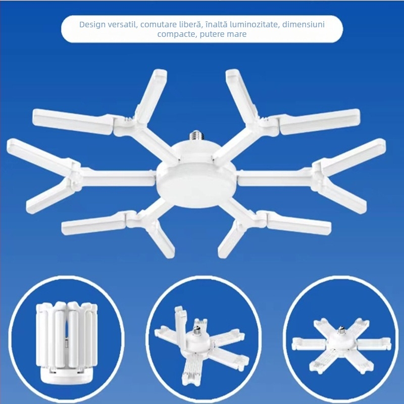 Lampa de proiecție fulg de zăpadă cu design de frunză pliabil; intensitate reglabilă; bază E27; telecomandă; fascicul de 360°; alimentare 85-265V