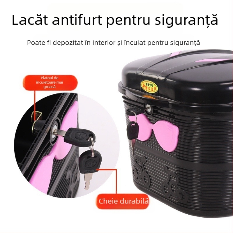 Coș pentru bicicletă electrică cu lacăt anti-furt, rezistent la ploaie și praf, din PP plastic, Juyou