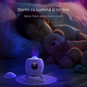 Lampa Cerului Înstelat cu Difuzor Bluetooth, Proiecție Valuri de Apă, Telecomandă — USB 5V, Lumină de Noapte