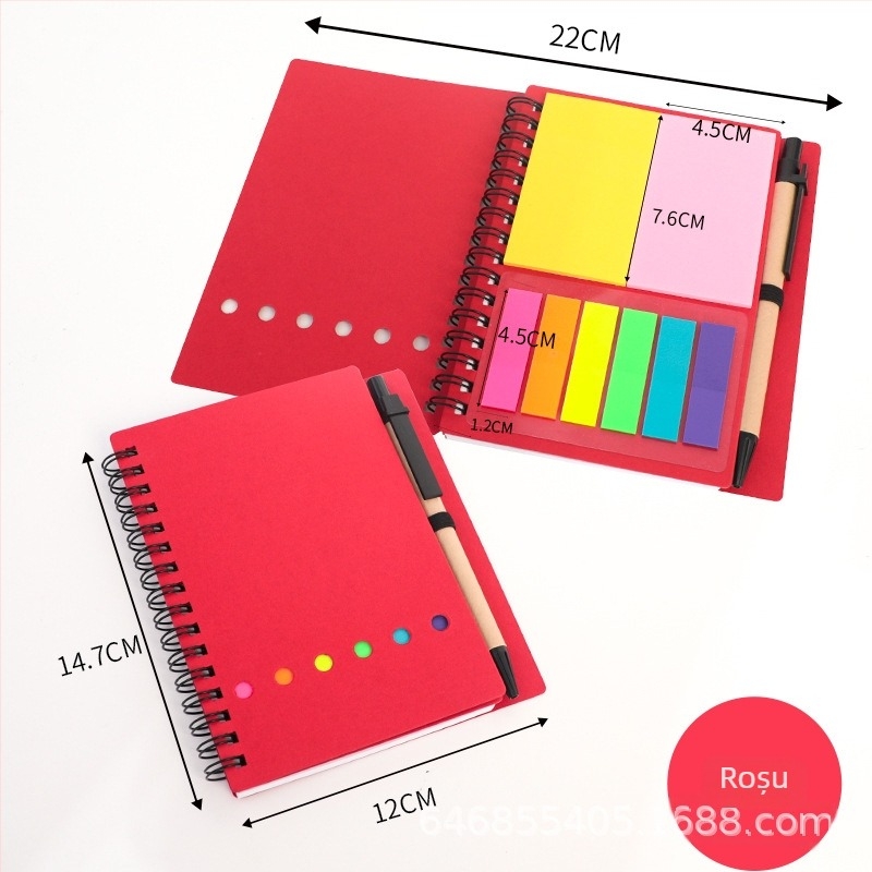 Blocnotes spirala Hedi, hârtie kraft, set de notițe adezive, 60 de pagini, 80 g/m², pagini interne personalizabile, cadou de afaceri