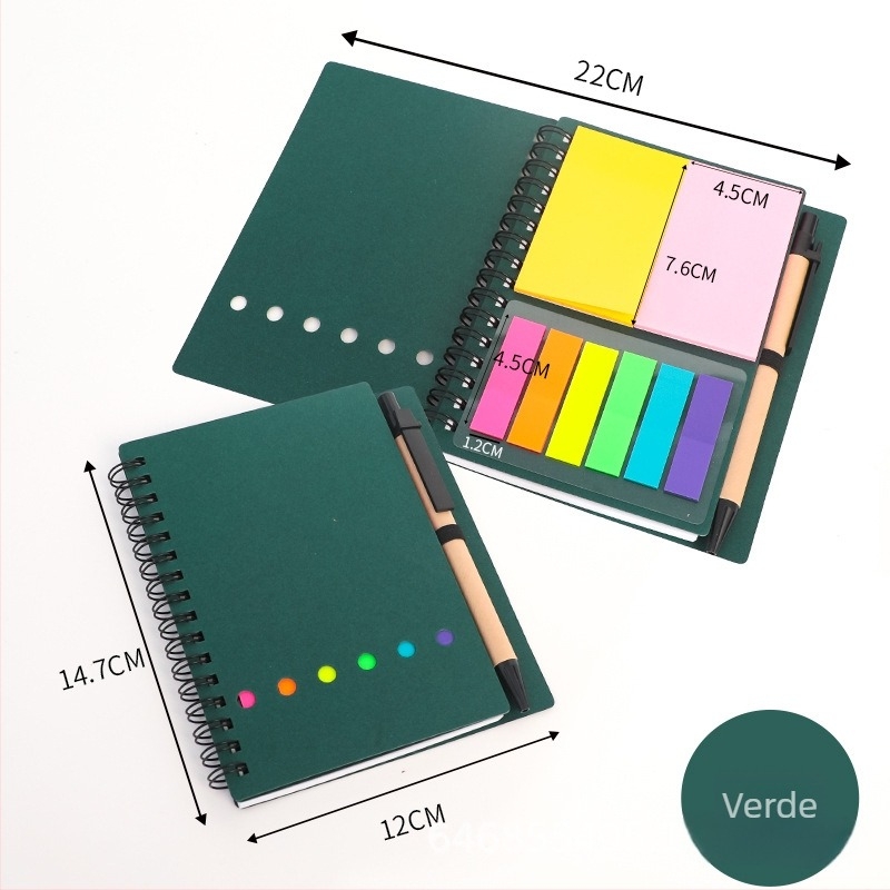 Blocnotes spirala Hedi, hârtie kraft, set de notițe adezive, 60 de pagini, 80 g/m², pagini interne personalizabile, cadou de afaceri
