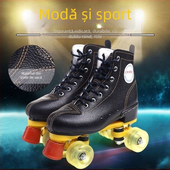 Role de patinaj pentru adulți cu partea superioară din pânză, talpa TPR, roți luminoase