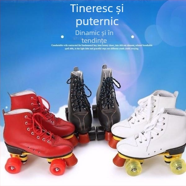 Role de patinaj pentru adulți cu partea superioară din pânză, talpa TPR, roți luminoase