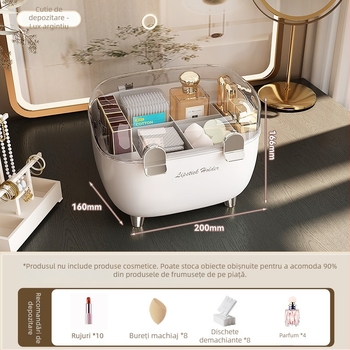 Cutie de depozitare pentru ruj cu capac, organizator cosmetic de birou anti-praf, plastic, stil lux accesibil, siglă serigrafică, personalizabil