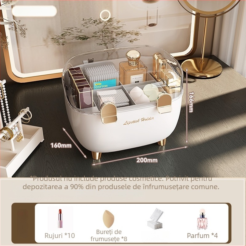 Cutie de depozitare pentru ruj cu capac, organizator cosmetic de birou anti-praf, plastic, stil lux accesibil, siglă serigrafică, personalizabil