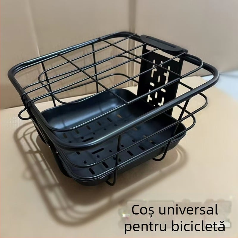 Coș pentru bicicletă electrică, coș frontal și coș inferior din oțel, design mărit al coșului, construcție din fier, personalizabil