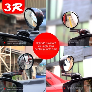 3R Oglindă de recul mică, rotundă, reglabilă la 360° cu vizualizare a unghiului mort – oglindă auxiliară
