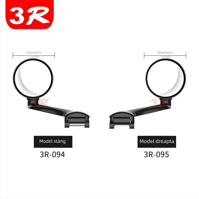 3R Oglindă de recul mică, rotundă, reglabilă la 360° cu vizualizare a unghiului mort – oglindă auxiliară
