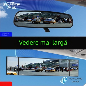 Shun Wei Oglindă retrovizoare cu trei panouri, unghi larg, reglabilă, oglindă din sticlă sferică, compatibilă cu majoritatea modelelor de mașini