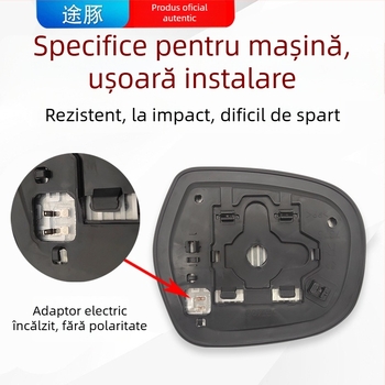 Lentilă oglindă exterioară Toyota Prado 03-09, oglindă plată, HD, 12V