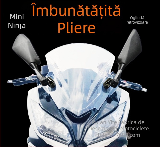 Oglindă retrovizoare pentru motocicleta Small Ninja cu reflector pliabil – oglindă sferică, capac PP, oglindă din plastic