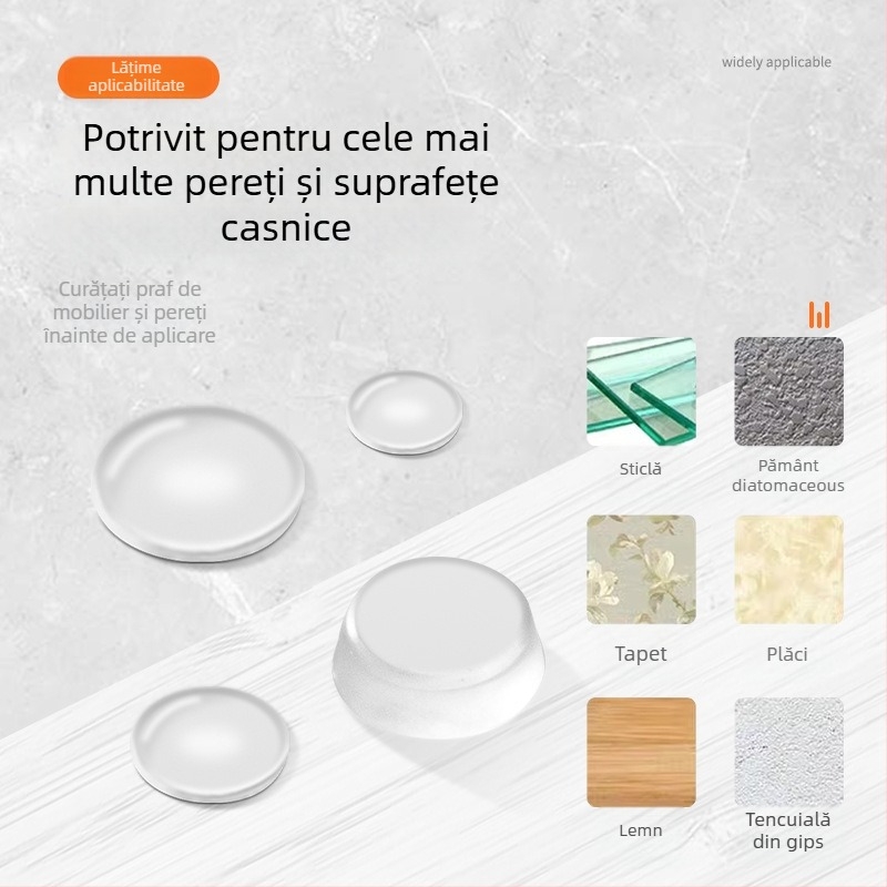 Bază autoadezivă semisferică pentru picioarele dulapului – PU transparent, antiderapant, anti-coliziune, amortizant pentru mobilier (Semisferică, PU, Transparent, Autoadeziv, Antiderapant/Anti-coliziune)