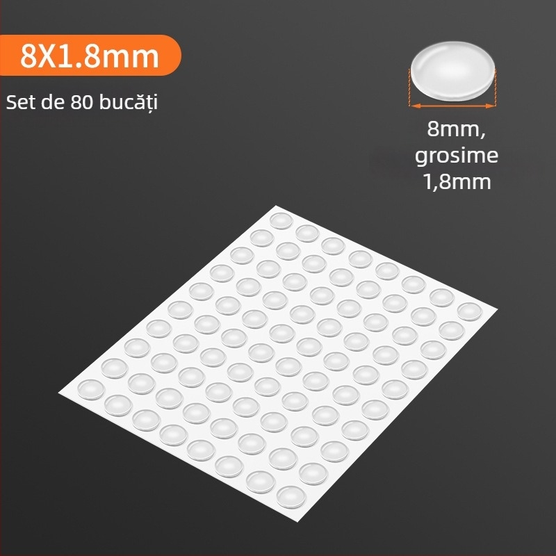 Bază autoadezivă semisferică pentru picioarele dulapului – PU transparent, antiderapant, anti-coliziune, amortizant pentru mobilier (Semisferică, PU, Transparent, Autoadeziv, Antiderapant/Anti-coliziune)